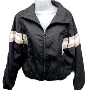 Garage Vintage Jogger/Jacket. P/S. Woman's? 1980's Style. Black/ Stripe.........